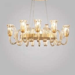 8 Lys Retro Rustikk Luksuriøs Aluminiumslegering Pendellampe Lysekrone Med Glassskjerm