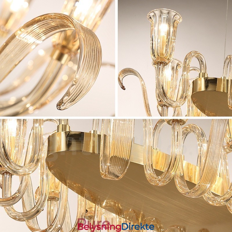 12-Lyss Retro Rustikk Luksuriøs Aluminiumslegering Pendellampe Med Glassskjerm