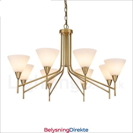 8 Lys Retro Rustikk Luksuriøs Messing Pendellampe Med Glassskjerm