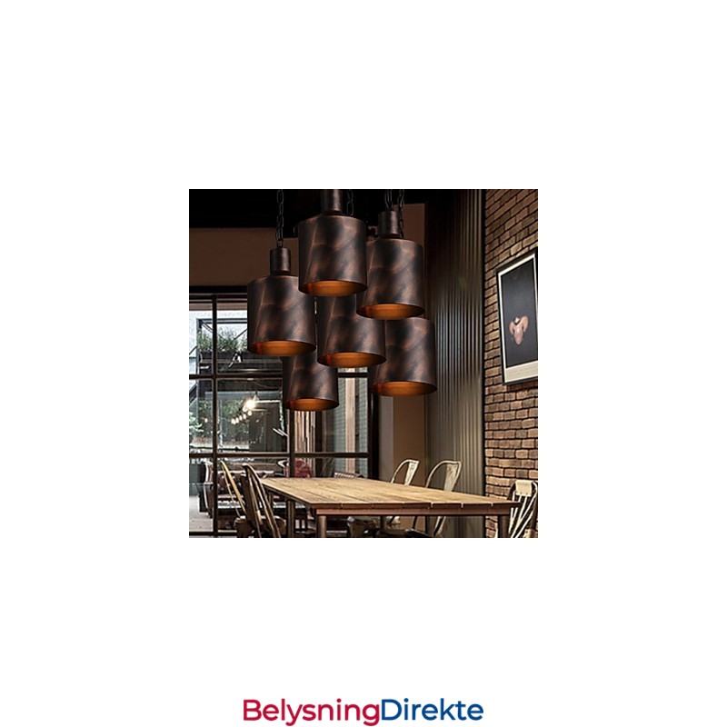 Lysekrone Rustikk Lodge Tromme Metall Pendellampe