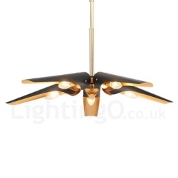 5-Lys Retro Rustikk Luksuriøs Aluminiumslegering Pendellampe Lysekrone Med Aluminiumslegering Skjerm