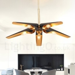 5-Lys Retro Rustikk Luksuriøs Aluminiumslegering Pendellampe Lysekrone Med Aluminiumslegering Skjerm