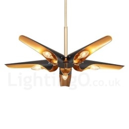 5-Lys Retro Rustikk Luksuriøs Aluminiumslegering Pendellampe Lysekrone Med Aluminiumslegering Skjerm