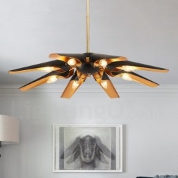 8 Lys Retro Rustikk Luksuriøs Aluminiumslegering Pendellampe Lysekrone Med Aluminiumslegering Skjerm