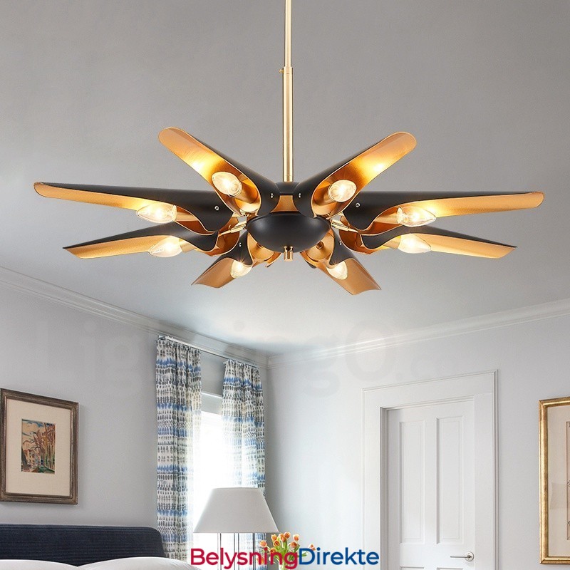 8 Lys Retro Rustikk Luksuriøs Aluminiumslegering Pendellampe Lysekrone Med Aluminiumslegering Skjerm