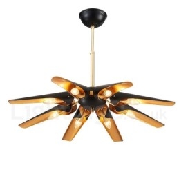 8 Lys Retro Rustikk Luksuriøs Aluminiumslegering Pendellampe Lysekrone Med Aluminiumslegering Skjerm