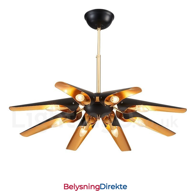 8 Lys Retro Rustikk Luksuriøs Aluminiumslegering Pendellampe Lysekrone Med Aluminiumslegering Skjerm