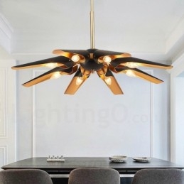 8 Lys Retro Rustikk Luksuriøs Aluminiumslegering Pendellampe Lysekrone Med Aluminiumslegering Skjerm