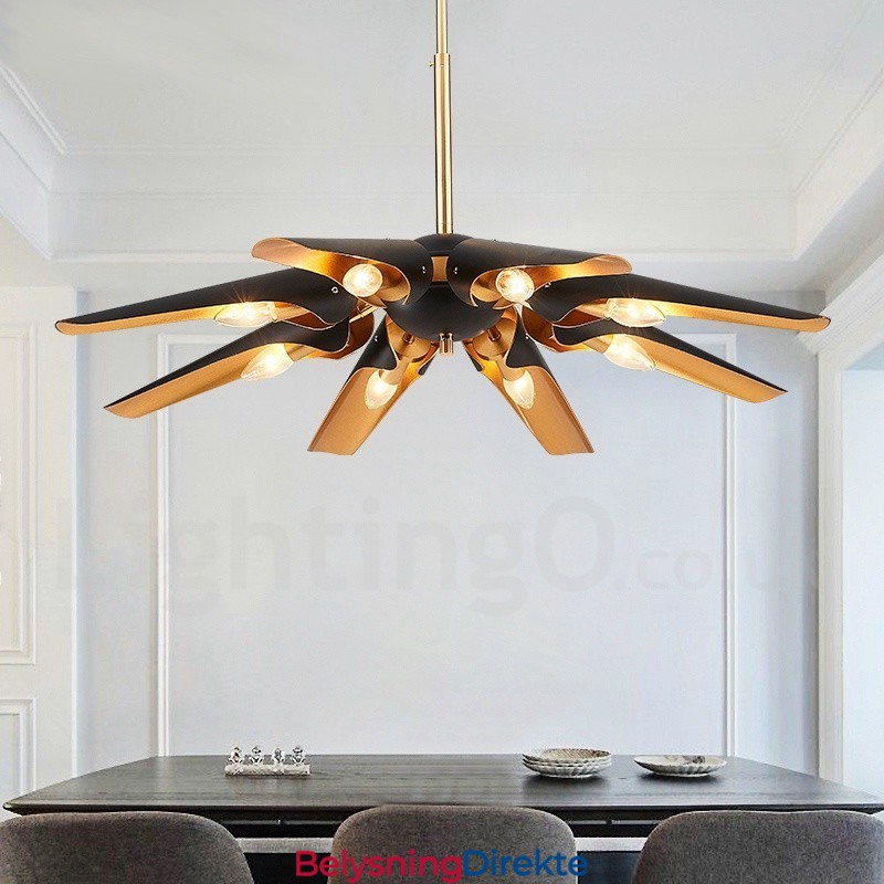 8 Lys Retro Rustikk Luksuriøs Aluminiumslegering Pendellampe Lysekrone Med Aluminiumslegering Skjerm