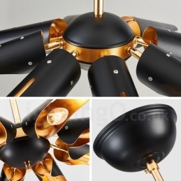 8 Lys Retro Rustikk Luksuriøs Aluminiumslegering Pendellampe Lysekrone Med Aluminiumslegering Skjerm