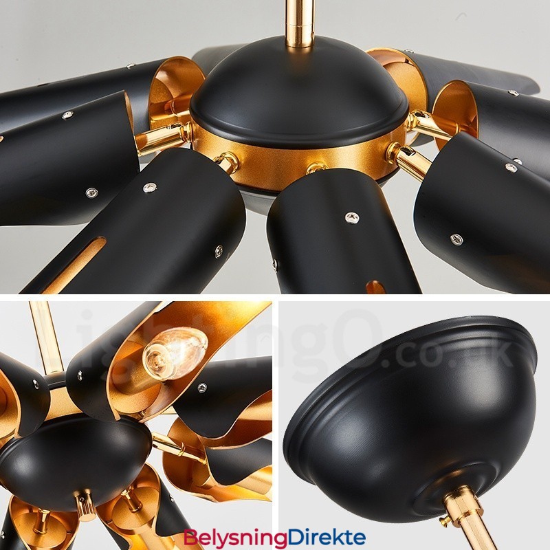 8 Lys Retro Rustikk Luksuriøs Aluminiumslegering Pendellampe Lysekrone Med Aluminiumslegering Skjerm