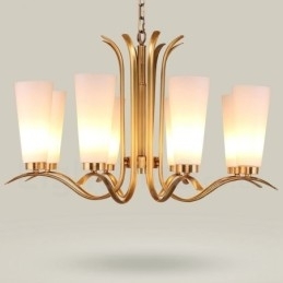 8 Lys Retro Rustikk Luksuriøs Messing Pendellampe Med Glassskjerm