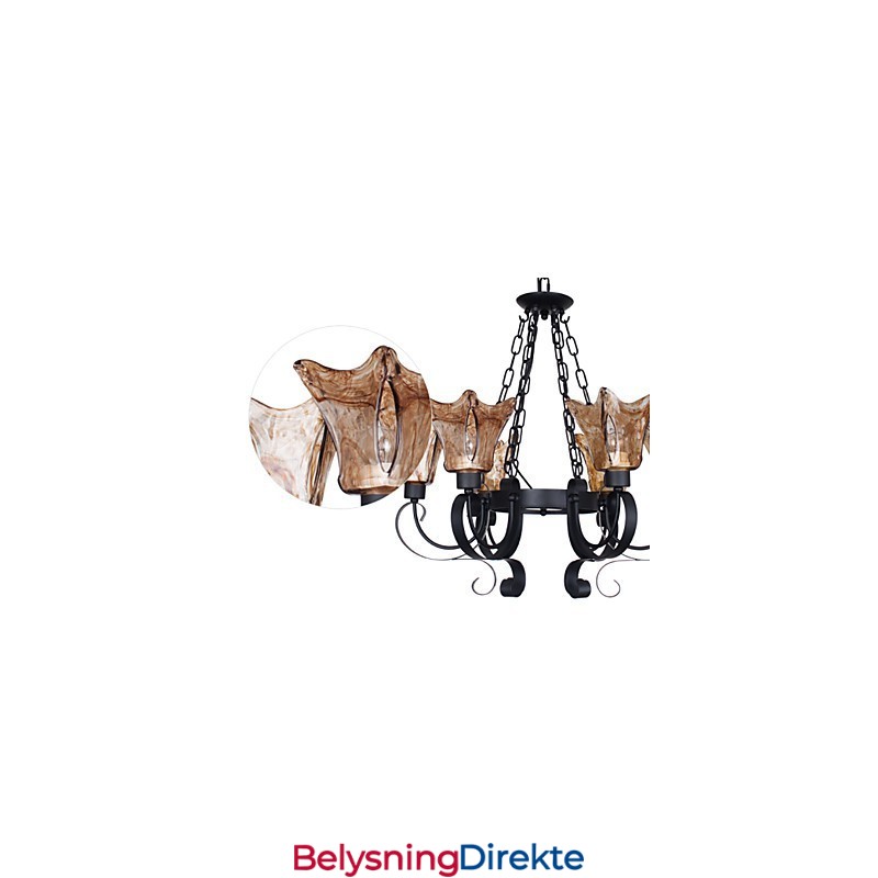 Lysekrone Med 6 Lys I Glass, Tradisjonell, Klassisk, Vintage