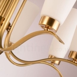 8 Lys Retro Rustikk Luksuriøs Messing Pendellampe Med Glassskjerm