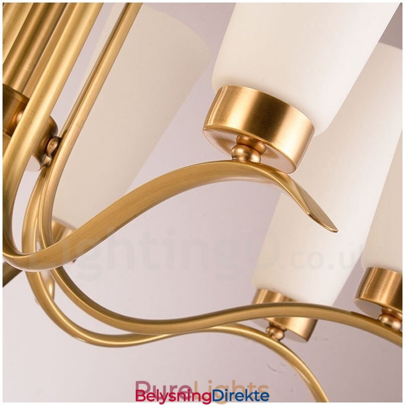 8 Lys Retro Rustikk Luksuriøs Messing Pendellampe Med Glassskjerm