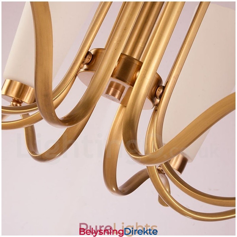 8 Lys Retro Rustikk Luksuriøs Messing Pendellampe Med Glassskjerm