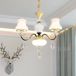 3-Lys Retro Rustikk Luksuriøs Krystall Pendellampe Med Glassskjerm