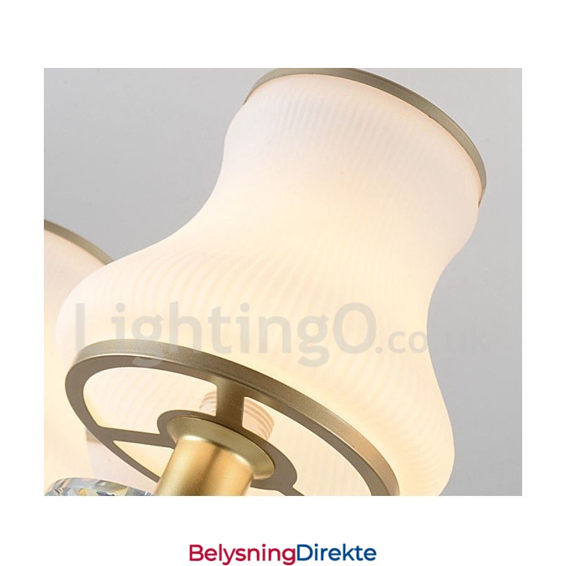 6 Lys Retro Rustikk Luksuriøs Krystall Pendellampe Med Glassskjerm