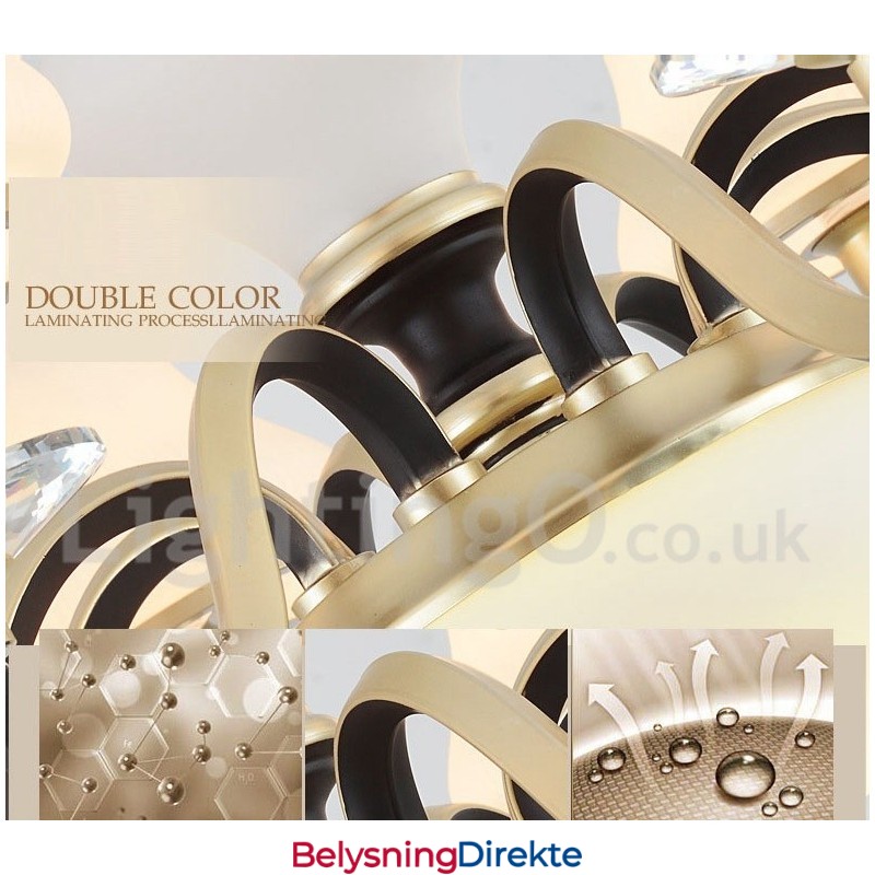 6 Lys Retro Rustikk Luksuriøs Krystall Pendellampe Med Glassskjerm