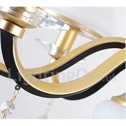 8 Lys Retro Rustikk Luksuriøs Krystall Pendellampe Med Glassskjerm