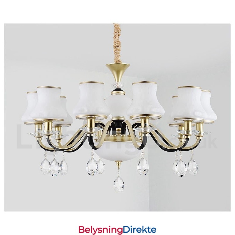 Retro Rustikk Luksuriøs Krystall Pendellampe Med Glassskjerm