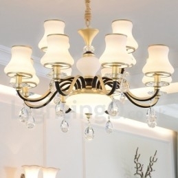 12-Lyss Retro Rustikk Luksuriøs Krystall Pendellampe Med Glassskjerm