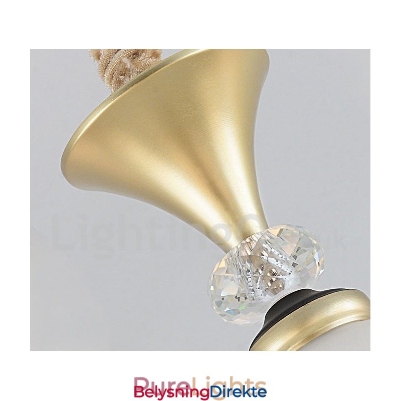 12-Lyss Retro Rustikk Luksuriøs Krystall Pendellampe Med Glassskjerm