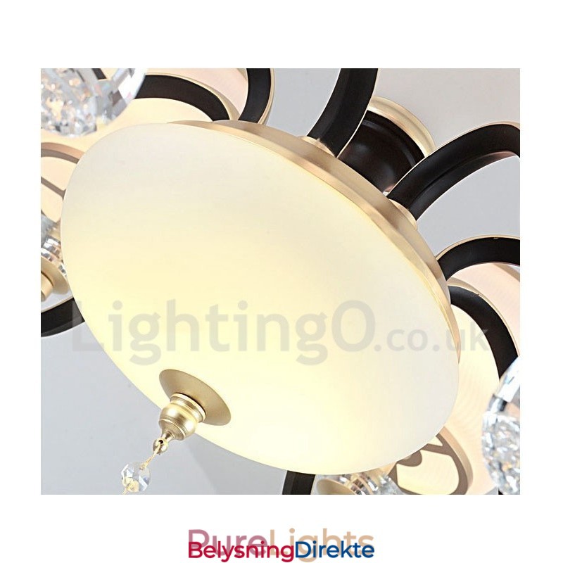 12-Lyss Retro Rustikk Luksuriøs Krystall Pendellampe Med Glassskjerm