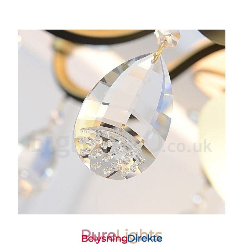 12-Lyss Retro Rustikk Luksuriøs Krystall Pendellampe Med Glassskjerm