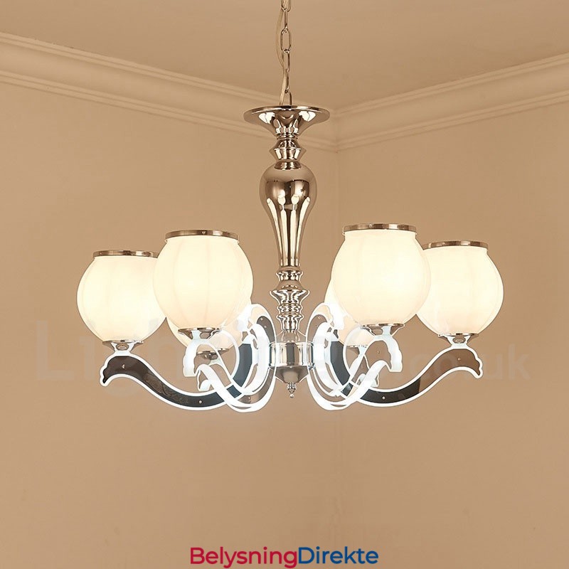 6 Lys Moderne Samtidskunst Luksuriøs Pendellampe Med Glassskjerm