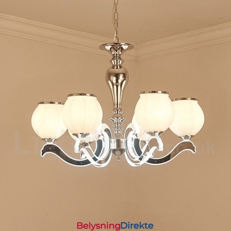 6 Lys Moderne Samtidskunst Luksuriøs Pendellampe Med Glassskjerm