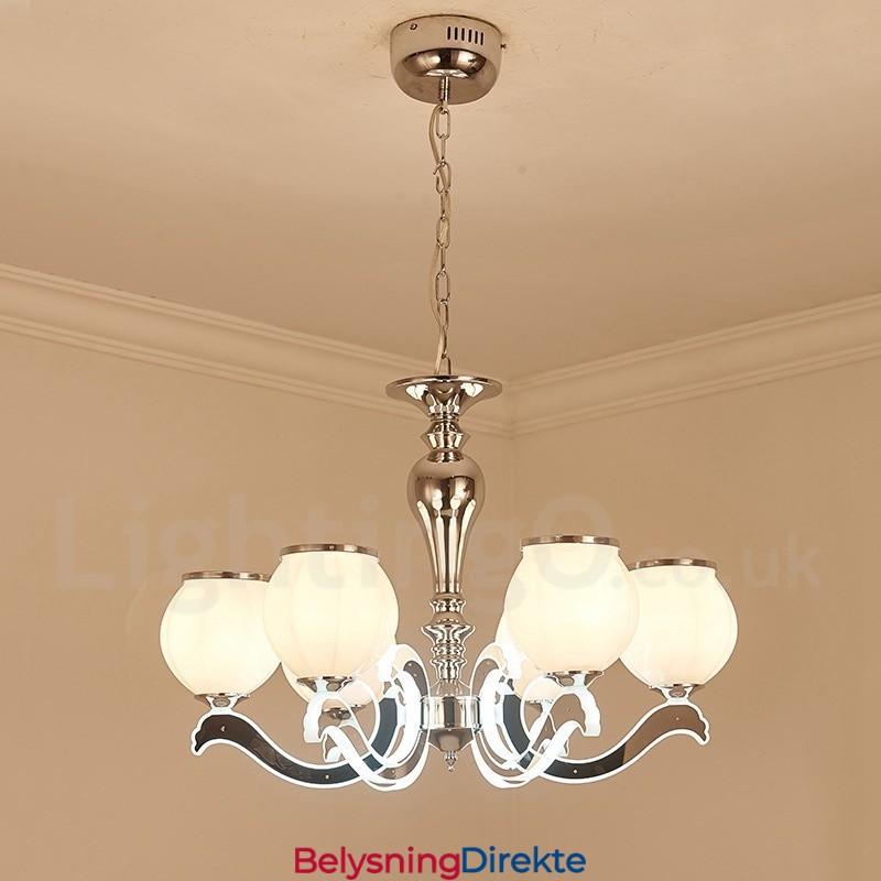 6 Lys Moderne Samtidskunst Luksuriøs Pendellampe Med Glassskjerm