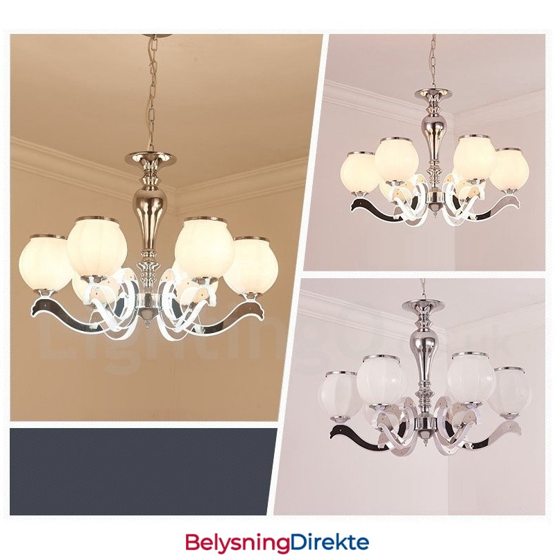 6 Lys Moderne Samtidskunst Luksuriøs Pendellampe Med Glassskjerm