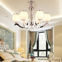 6 Lys Moderne Samtidskunst Luksuriøs Pendellampe Med Glassskjerm