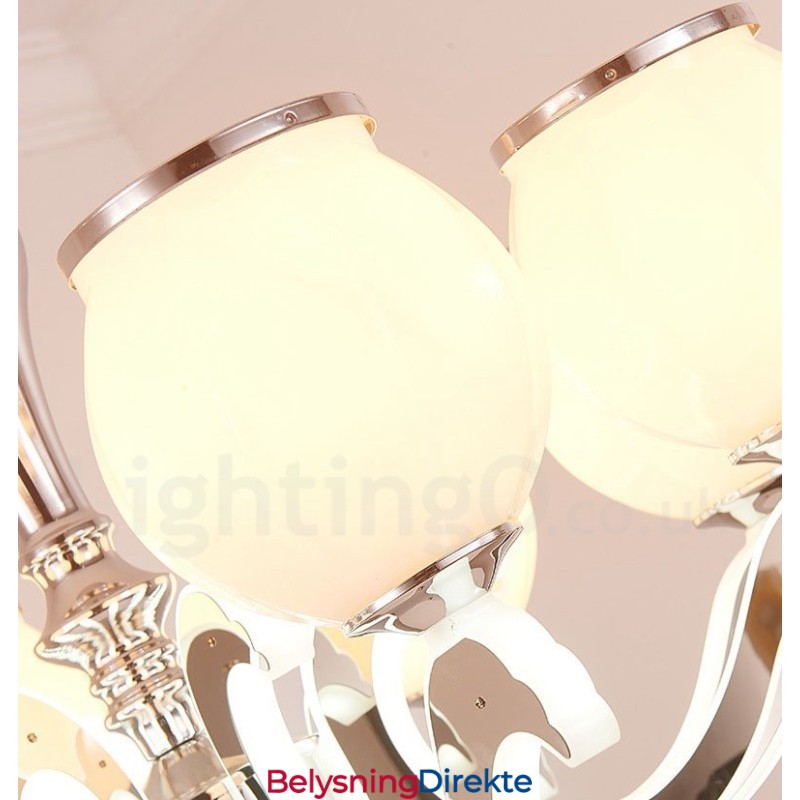 6 Lys Moderne Samtidskunst Luksuriøs Pendellampe Med Glassskjerm