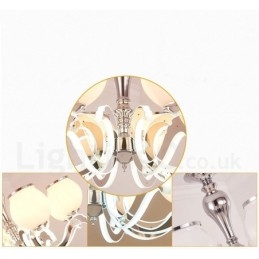 6 Lys Moderne Samtidskunst Luksuriøs Pendellampe Med Glassskjerm