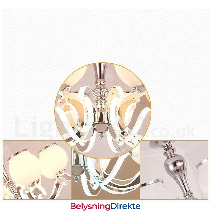 6 Lys Moderne Samtidskunst Luksuriøs Pendellampe Med Glassskjerm