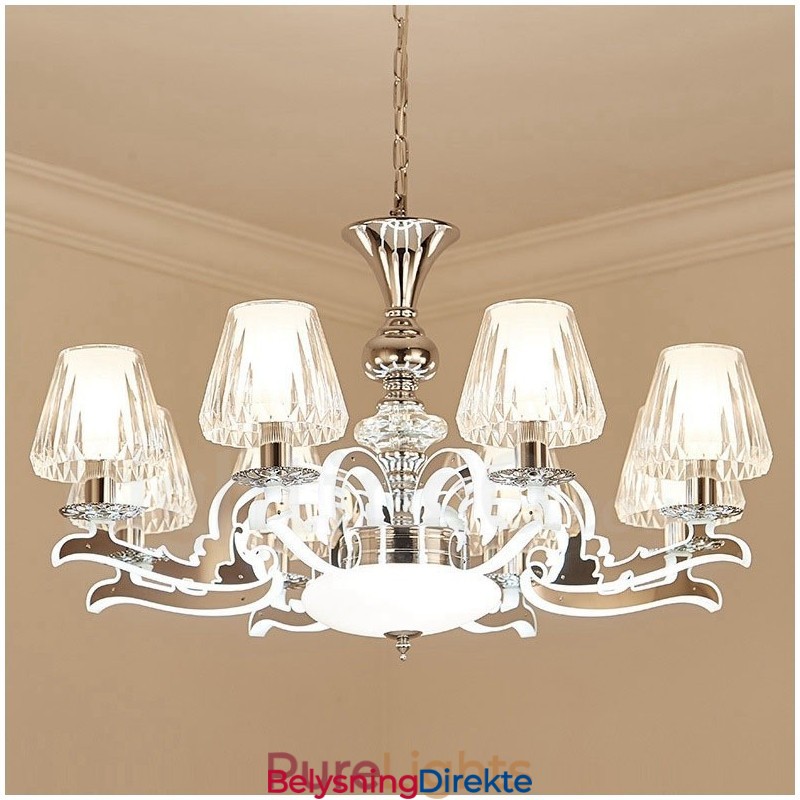 Retro Rustikk Luksuriøs Krystall Pendellampe Med Glassskjerm