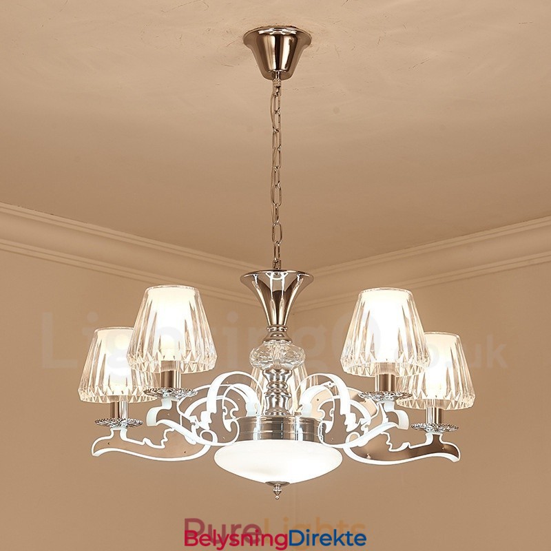 Retro Rustikk Luksuriøs Krystall Pendellampe Med Glassskjerm