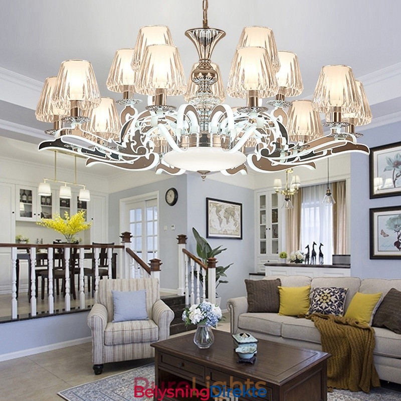 Retro Rustikk Luksuriøs Krystall Pendellampe Med Glassskjerm