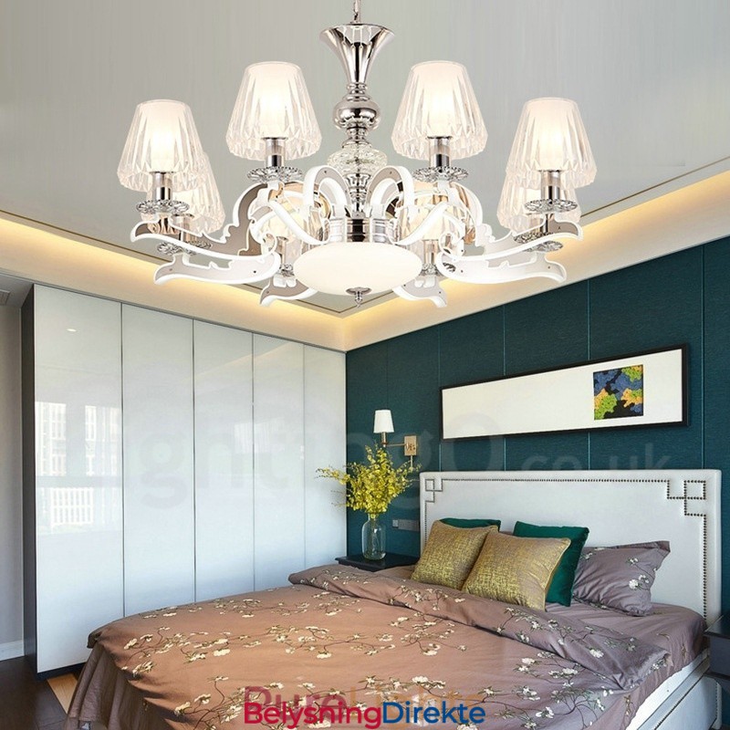 Retro Rustikk Luksuriøs Krystall Pendellampe Med Glassskjerm