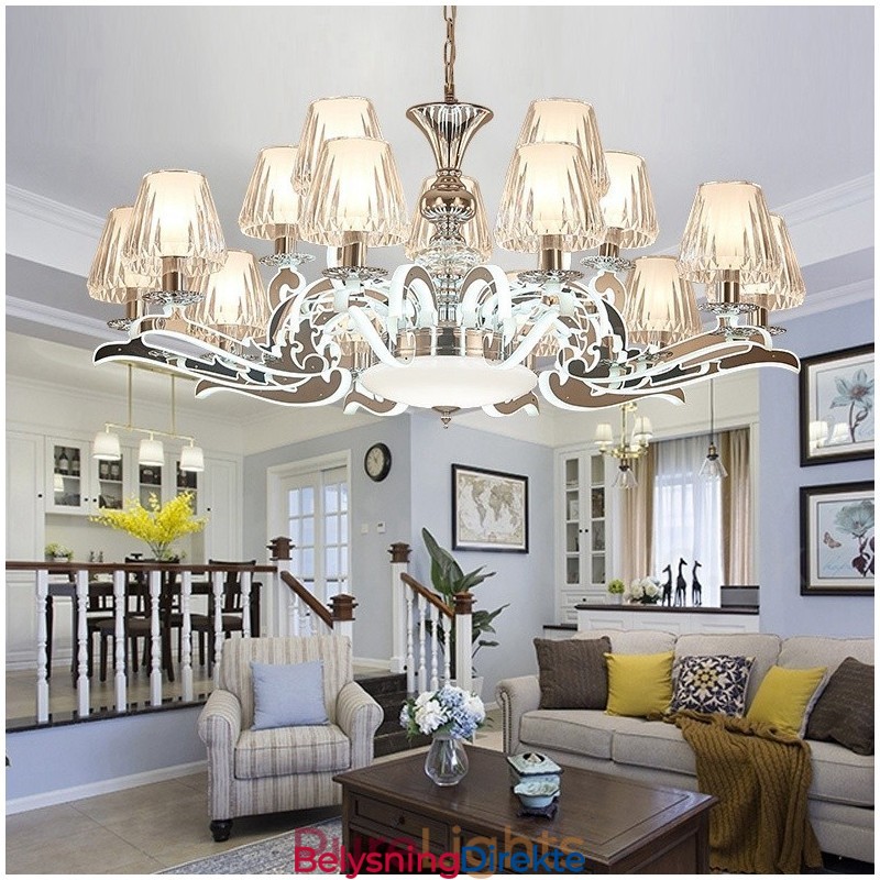 Retro Rustikk Luksuriøs Krystall Pendellampe Med Glassskjerm