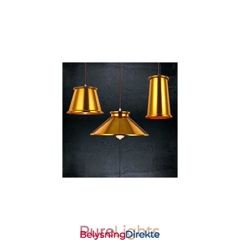 Lysekrone I Ministil, Moderne, Samtidskunst, Metall, Anhengslampe Med 3 Lys