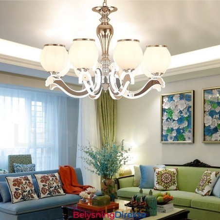 8 Lys Moderne, Samtidskunst Luksuriøs Pendellampe Med Glassskjerm