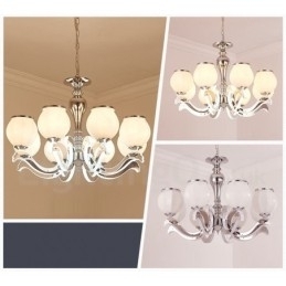 8 Lys Moderne, Samtidskunst Luksuriøs Pendellampe Med Glassskjerm