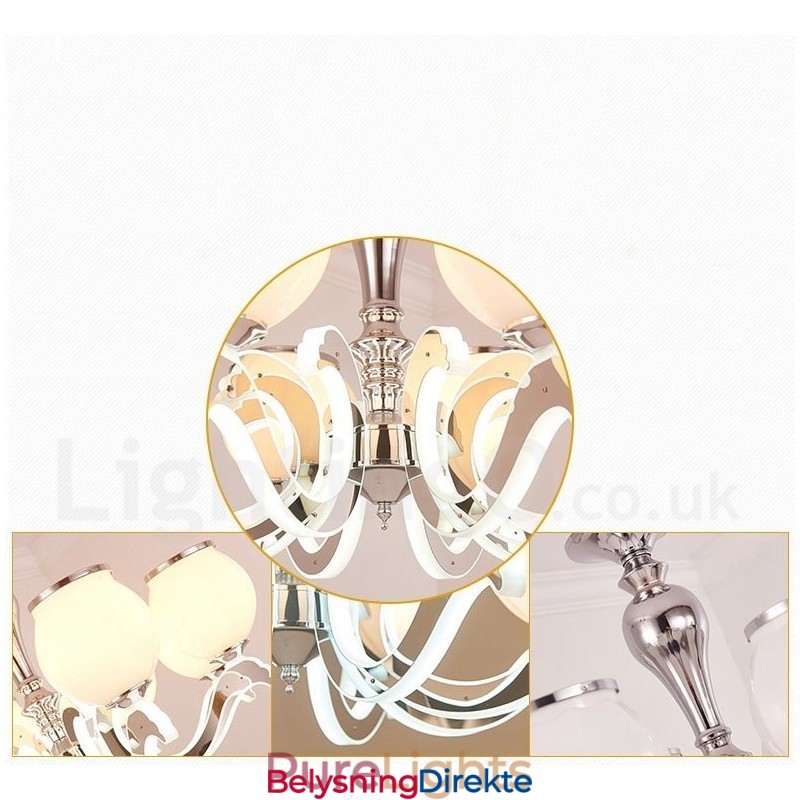 8 Lys Moderne, Samtidskunst Luksuriøs Pendellampe Med Glassskjerm