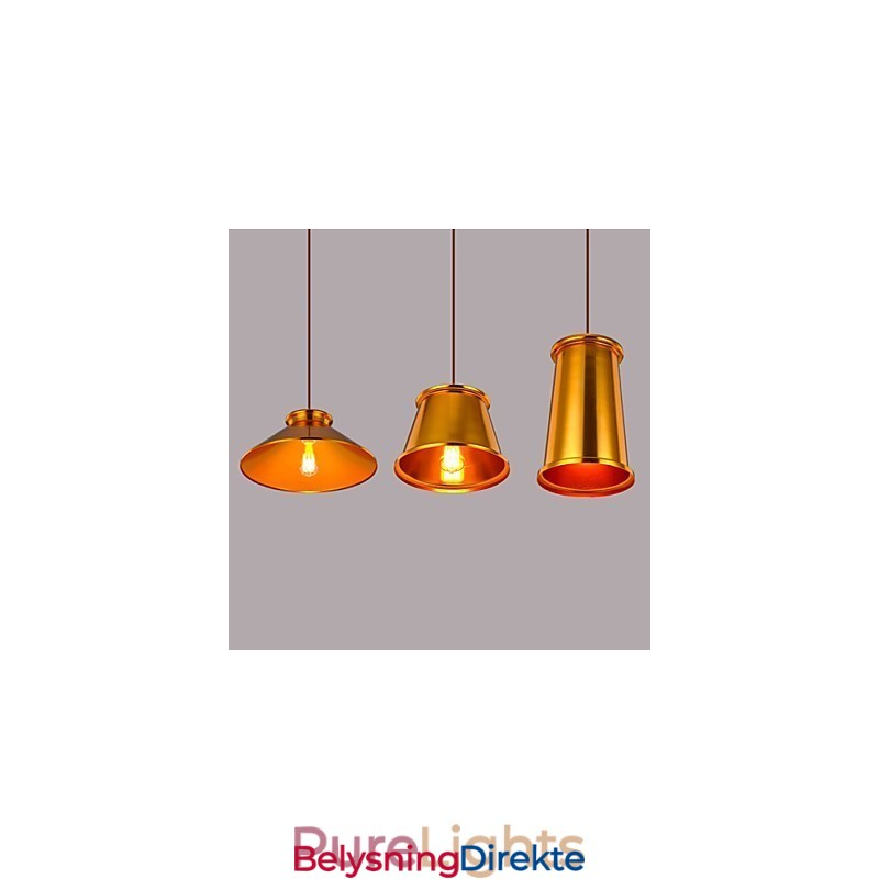 Lysekrone I Ministil, Moderne, Samtidskunst, Metall, Anhengslampe Med 3 Lys