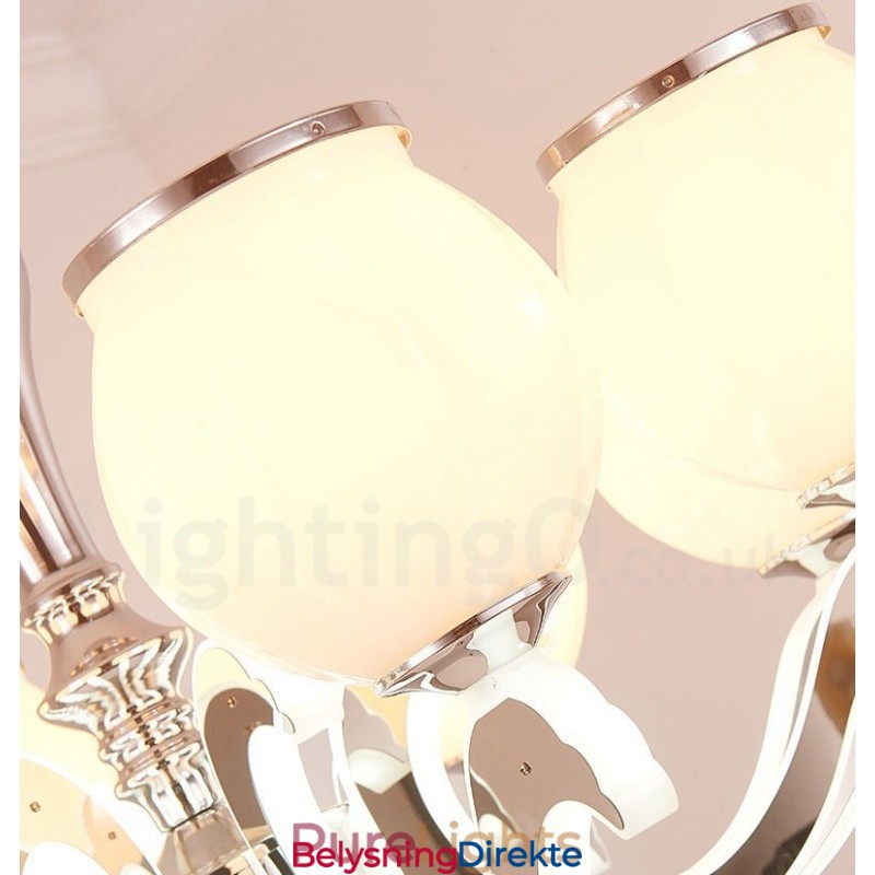 8 Lys Moderne, Samtidskunst Luksuriøs Pendellampe Med Glassskjerm