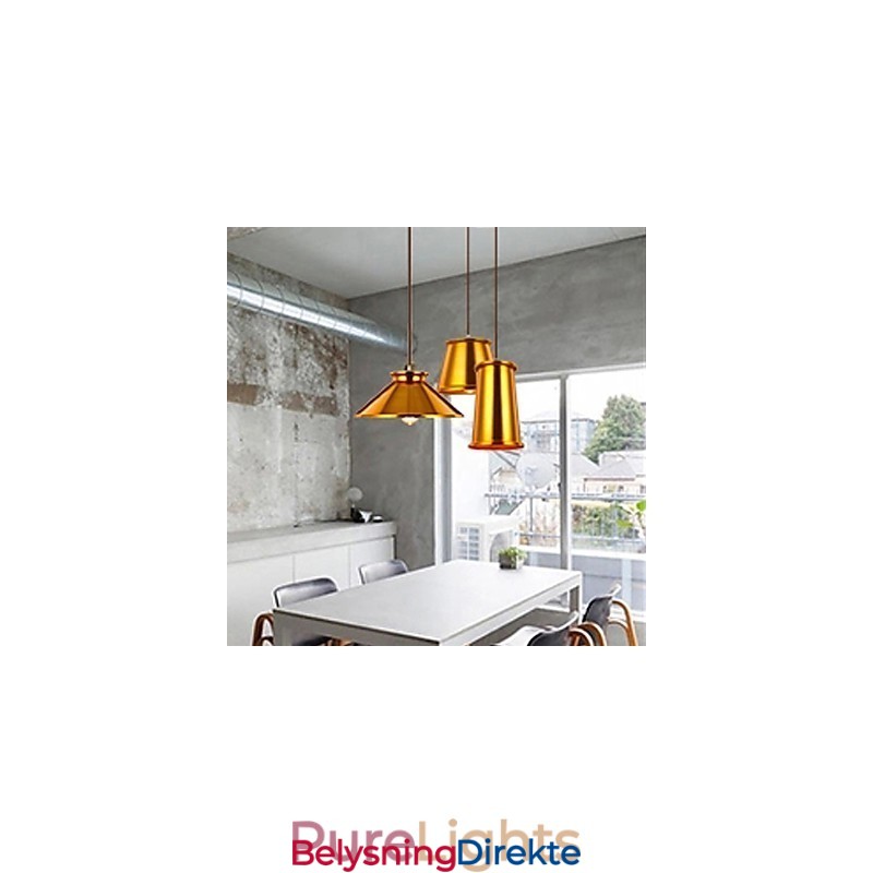 Lysekrone I Ministil, Moderne, Samtidskunst, Metall, Anhengslampe Med 3 Lys