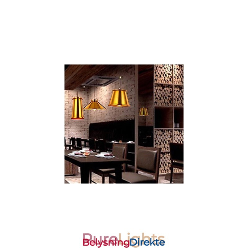 Lysekrone I Ministil, Moderne, Samtidskunst, Metall, Anhengslampe Med 3 Lys